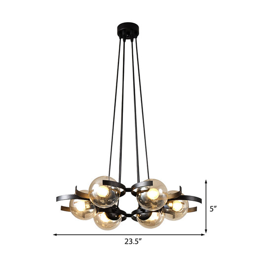 Clear Glass Ball Ceiling Pendant Contemporary 6 Light Black Chandelier for Dining Room Clearhalo 'Ceiling Lights' 'Chandeliers' 'Clear' 'Industrial' 'Modern Chandeliers' 'Modern' 'Tiffany' 'Traditional Chandeliers' Lighting' 219301