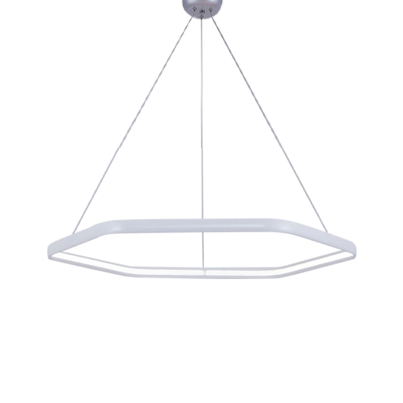 Tiered Hexagonal Chandelier Pendant Simplicity Acrylic 1/2/3-Light LED Hanging Lamp in Black/Silver/White Clearhalo 'Ceiling Lights' 'Chandeliers' 'Modern Chandeliers' 'Modern' Lighting' 219327