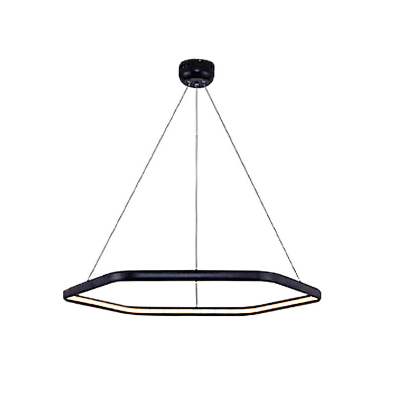 Tiered Hexagonal Chandelier Pendant Simplicity Acrylic 1/2/3-Light LED Hanging Lamp in Black/Silver/White Clearhalo 'Ceiling Lights' 'Chandeliers' 'Modern Chandeliers' 'Modern' Lighting' 219335