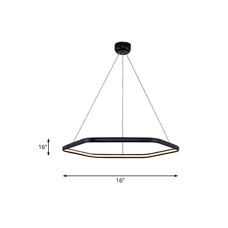 Tiered Hexagonal Chandelier Pendant Simplicity Acrylic 1/2/3-Light LED Hanging Lamp in Black/Silver/White Clearhalo 'Ceiling Lights' 'Chandeliers' 'Modern Chandeliers' 'Modern' Lighting' 219336