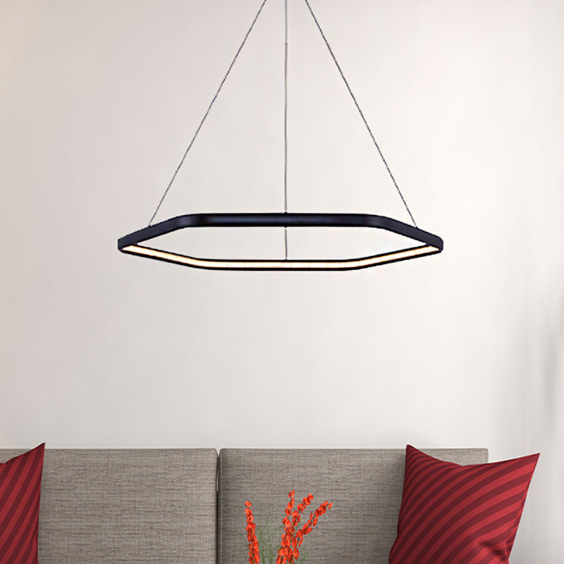 Tiered Hexagonal Chandelier Pendant Simplicity Acrylic 1/2/3-Light LED Hanging Lamp in Black/Silver/White Clearhalo 'Ceiling Lights' 'Chandeliers' 'Modern Chandeliers' 'Modern' Lighting' 219342