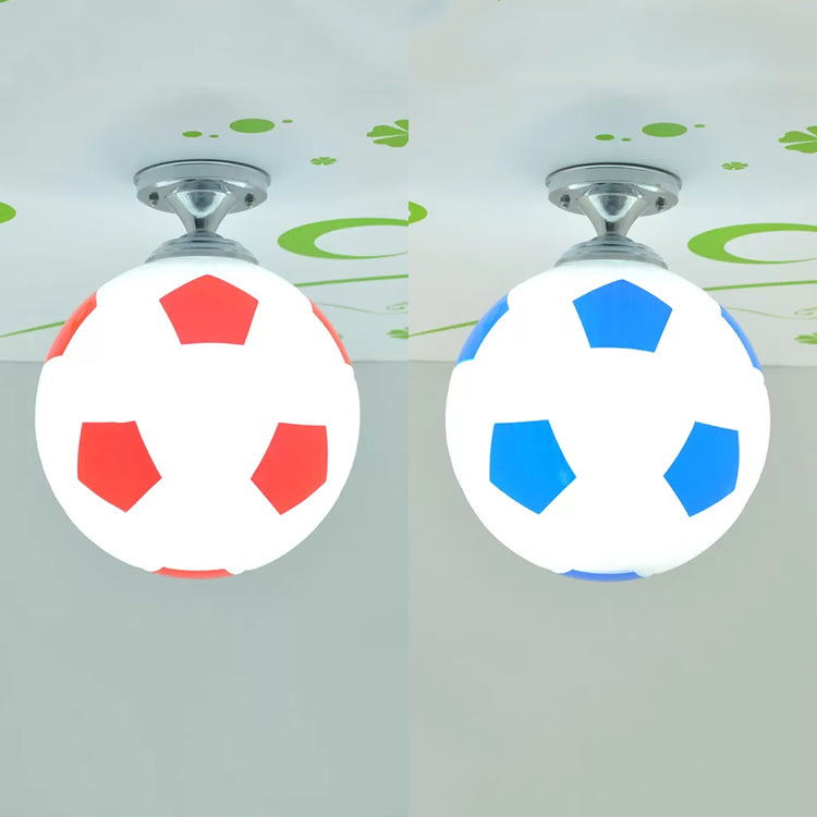 Soccer Shape Boys Bedroom Ceiling Fixture Acrylic One Head Sport Style Ceiling Mount Light Clearhalo 'Ceiling Lights' 'Close To Ceiling Lights' 'Close to ceiling' 'Flush mount' Lighting' 21939