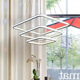 White Acrylic Hanging Chandelier Simple Layered Square LED Ceiling Pendant in White/Warm Light White