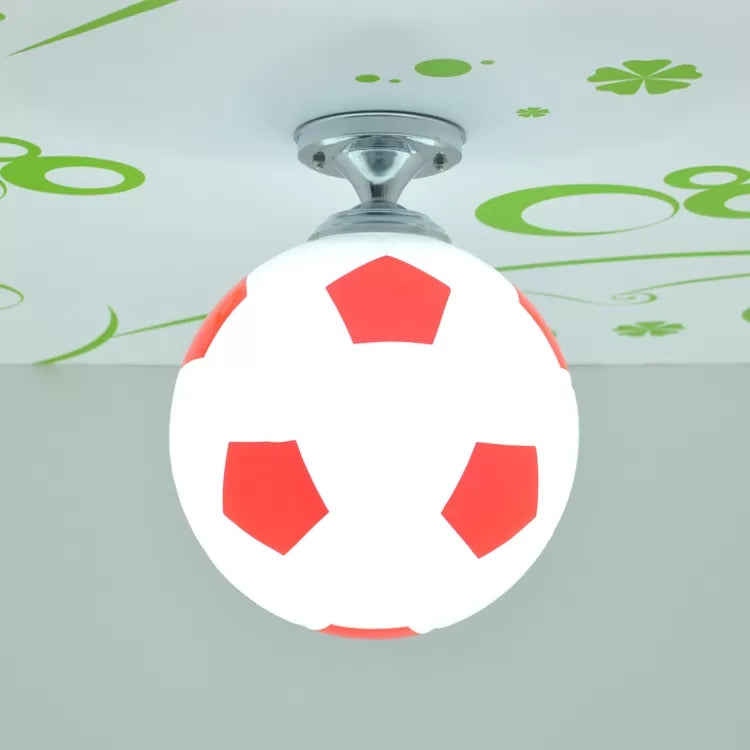 Soccer Shape Boys Bedroom Ceiling Fixture Acrylic One Head Sport Style Ceiling Mount Light Red Clearhalo 'Ceiling Lights' 'Close To Ceiling Lights' 'Close to ceiling' 'Flush mount' Lighting' 21940