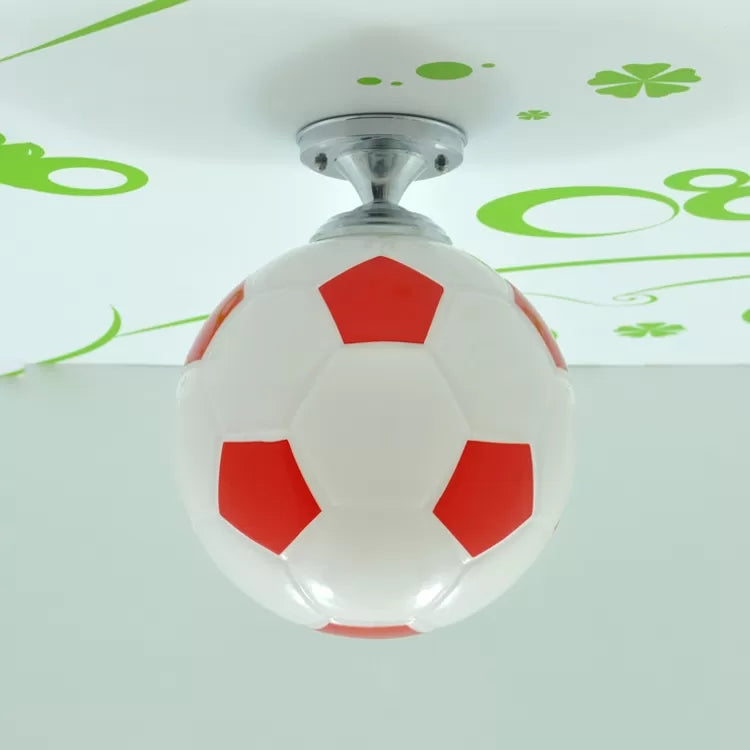 Soccer Shape Boys Bedroom Ceiling Fixture Acrylic One Head Sport Style Ceiling Mount Light Clearhalo 'Ceiling Lights' 'Close To Ceiling Lights' 'Close to ceiling' 'Flush mount' Lighting' 21941