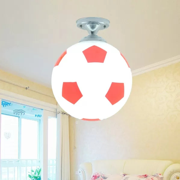 Soccer Shape Boys Bedroom Ceiling Fixture Acrylic One Head Sport Style Ceiling Mount Light Clearhalo 'Ceiling Lights' 'Close To Ceiling Lights' 'Close to ceiling' 'Flush mount' Lighting' 21942
