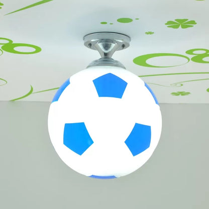 Soccer Shape Boys Bedroom Ceiling Fixture Acrylic One Head Sport Style Ceiling Mount Light Blue Clearhalo 'Ceiling Lights' 'Close To Ceiling Lights' 'Close to ceiling' 'Flush mount' Lighting' 21943