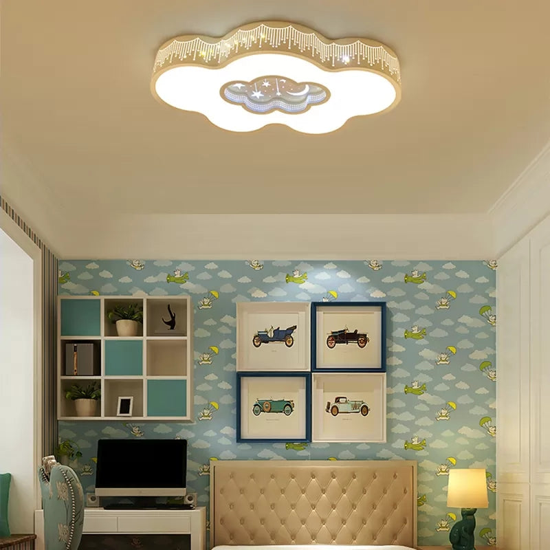 Modern Starry Ceiling Mount Light with Cloud Acrylic Metal Flush Light in White for Study Room Clearhalo 'Ceiling Lights' 'Close To Ceiling Lights' 'Close to ceiling' 'Flush mount' Lighting' 21965