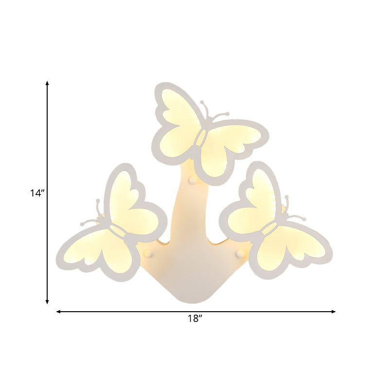 Modern 1/3 Lights LED Sconce Light White Acrylic Butterfly Wall Mounted Night Lamp in White/Natural Light Clearhalo 'Modern wall lights' 'Modern' 'Wall Lamps & Sconces' 'Wall Lights' Lighting' 219686