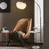 Fishing Rod Living Room Floor Light Metallic 1 Head Simplistic Standing Lamp with Tray and Feather Shade Black A Clearhalo 'Floor Lamps' 'Lamps' Lighting' 2196977