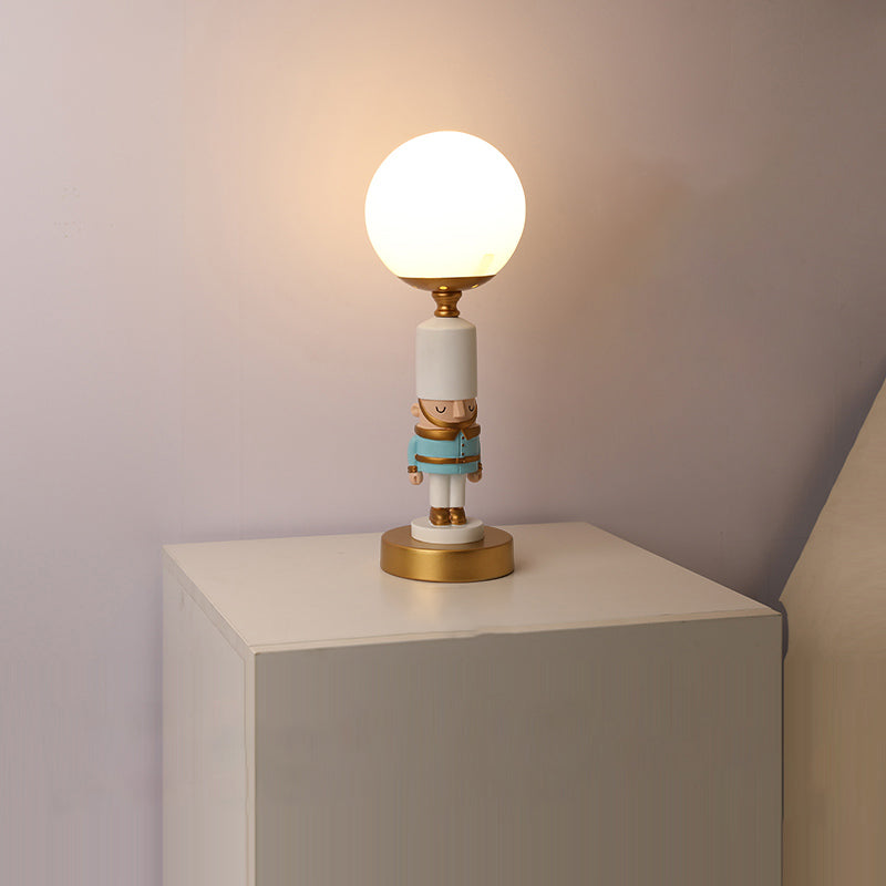 Soldier Bedside Nightstand Lamp Resin 1 Bulb Kids Style Table Lighting with Shade Clearhalo 'Lamps' 'Table Lamps' Lighting' 2197088