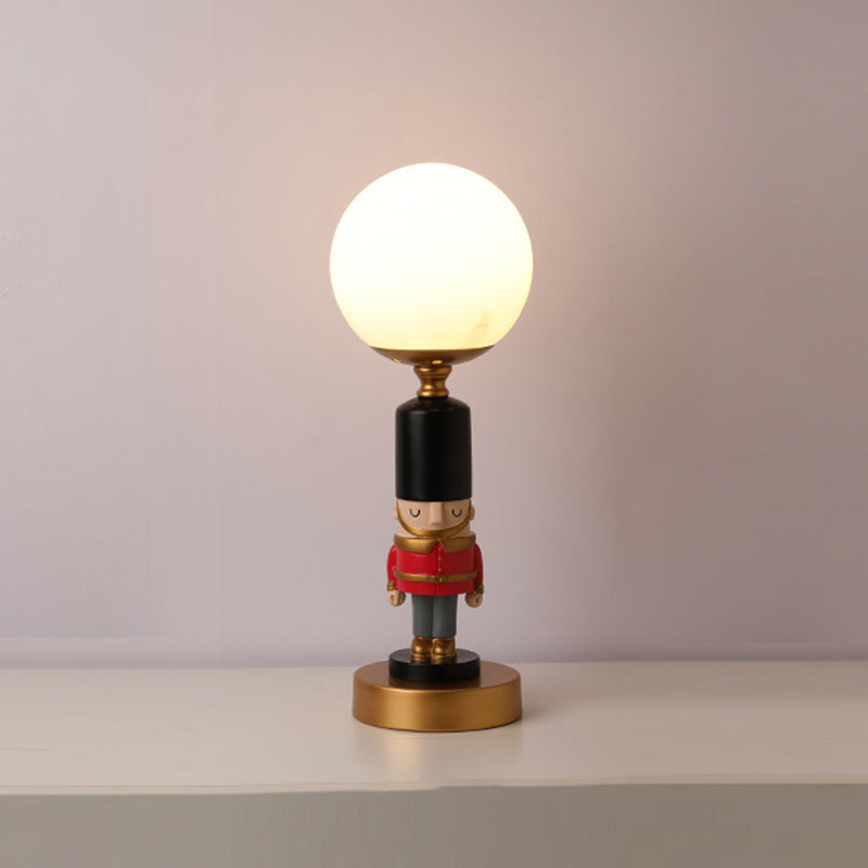 Soldier Bedside Nightstand Lamp Resin 1 Bulb Kids Style Table Lighting with Shade Clearhalo 'Lamps' 'Table Lamps' Lighting' 2197096