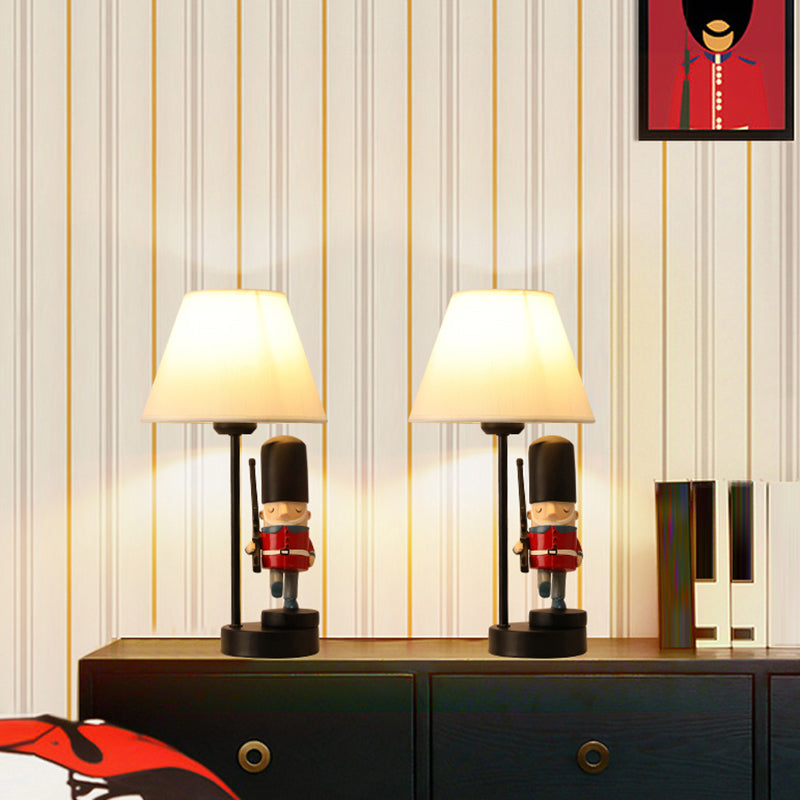Soldier Bedside Nightstand Lamp Resin 1 Bulb Kids Style Table Lighting with Shade Black D Clearhalo 'Lamps' 'Table Lamps' Lighting' 2197102