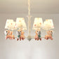 Cartoon Empire Shade Suspension Light Patterned Fabric Bedroom Chandelier Light with Resin Deer in Pink Clearhalo 'Ceiling Lights' 'Chandeliers' Lighting' options 2197274