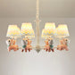 Cartoon Empire Shade Suspension Light Patterned Fabric Bedroom Chandelier Light with Resin Deer in Pink Clearhalo 'Ceiling Lights' 'Chandeliers' Lighting' options 2197275