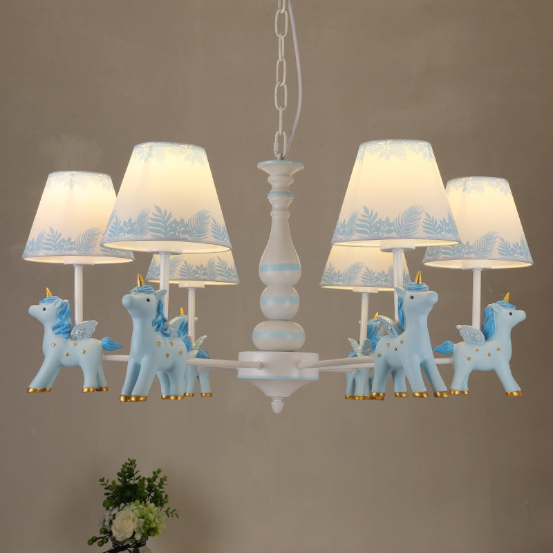 Childrens Unicorn Chandelier Lighting Resin Nursery Pendant Light with Empire Shade 6 Blue B Clearhalo 'Ceiling Lights' 'Chandeliers' Lighting' options 2197302_1fe477ae-d9fa-40f9-988d-157a33d898f9