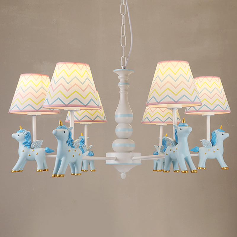 Childrens Unicorn Chandelier Lighting Resin Nursery Pendant Light with Empire Shade Clearhalo 'Ceiling Lights' 'Chandeliers' Lighting' options 2197304