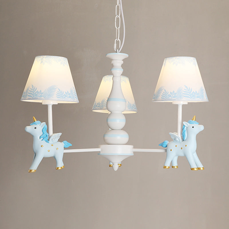Childrens Unicorn Chandelier Lighting Resin Nursery Pendant Light with Empire Shade 3 Blue B Clearhalo 'Ceiling Lights' 'Chandeliers' Lighting' options 2197308_3248949e-7739-4cfc-a9a0-bfe233672e14