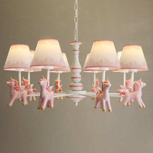 Childrens Unicorn Chandelier Lighting Resin Nursery Pendant Light with Empire Shade Clearhalo 'Ceiling Lights' 'Chandeliers' Lighting' options 2197310