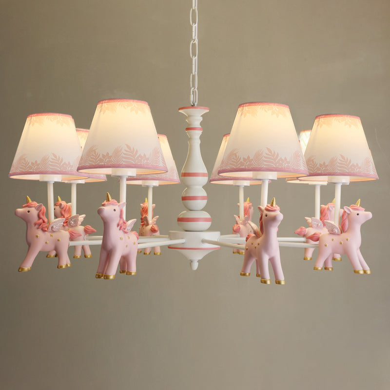 Childrens Unicorn Chandelier Lighting Resin Nursery Pendant Light with Empire Shade 8 Pink B Clearhalo 'Ceiling Lights' 'Chandeliers' Lighting' options 2197310_5b2c295f-c7c4-4240-8f4a-1d8030a92537