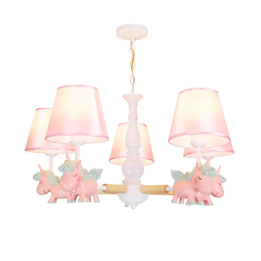 Flying Unicorn Bedroom Chandelier Light Resin Cartoon Pendant Light Fixture with Fabric Shade Clearhalo 'Ceiling Lights' 'Chandeliers' Lighting' options 2197335
