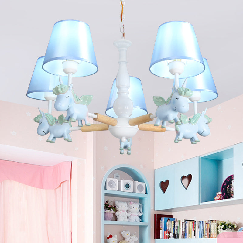 Flying Unicorn Bedroom Chandelier Light Resin Cartoon Pendant Light Fixture with Fabric Shade Clearhalo 'Ceiling Lights' 'Chandeliers' Lighting' options 2197337