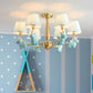 Kids Style Bucket Suspension Light Fabric Child Room Chandelier Light with Resin Unicorn Clearhalo 'Ceiling Lights' 'Chandeliers' Lighting' options 2197341