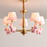 Kids Style Bucket Suspension Light Fabric Child Room Chandelier Light with Resin Unicorn Clearhalo 'Ceiling Lights' 'Chandeliers' Lighting' options 2197345