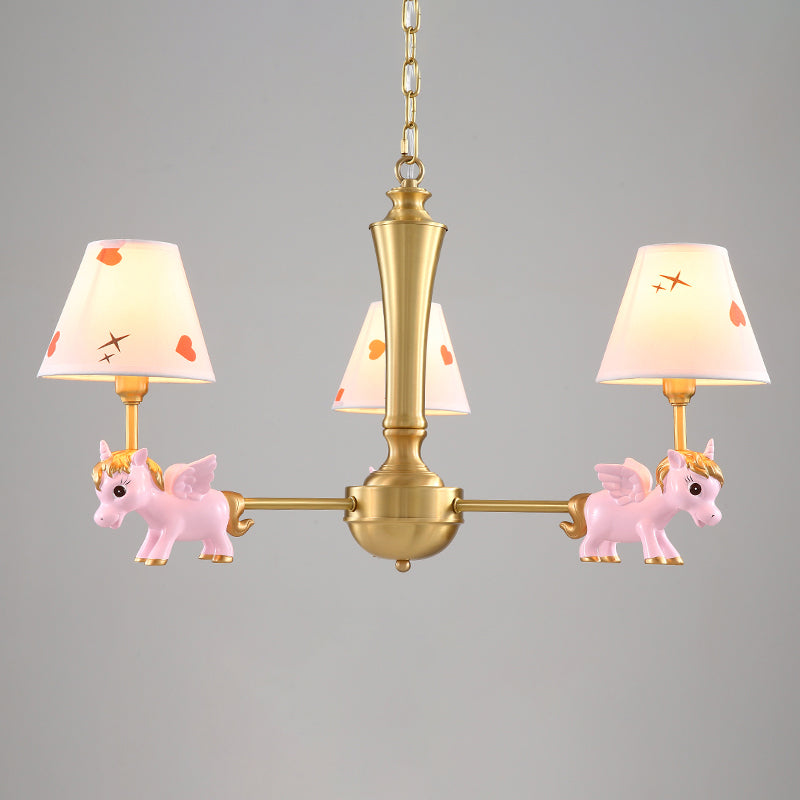 Heart Pattern Chandelier Lighting Kids Fabric Bedroom Pendant Light with Decorative Unicorn Clearhalo 'Ceiling Lights' 'Chandeliers' Lighting' options 2197353