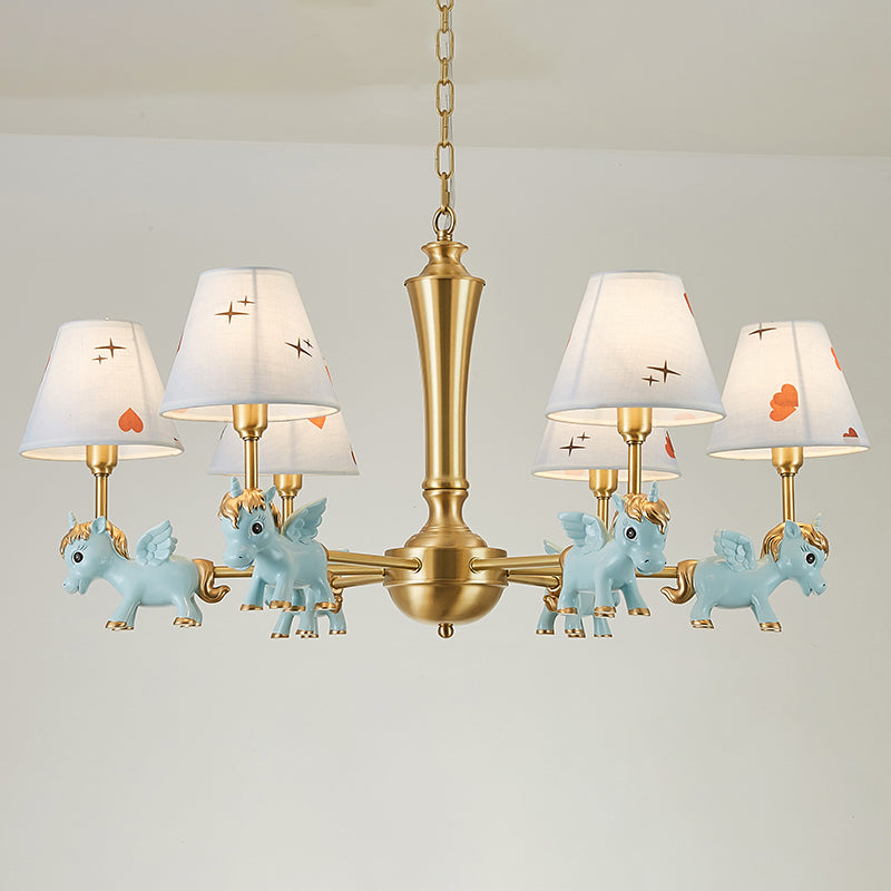 Heart Pattern Chandelier Lighting Kids Fabric Bedroom Pendant Light with Decorative Unicorn 6 Blue Clearhalo 'Ceiling Lights' 'Chandeliers' Lighting' options 2197356_e842b825-0d31-463e-a2d3-45ca77dffef9