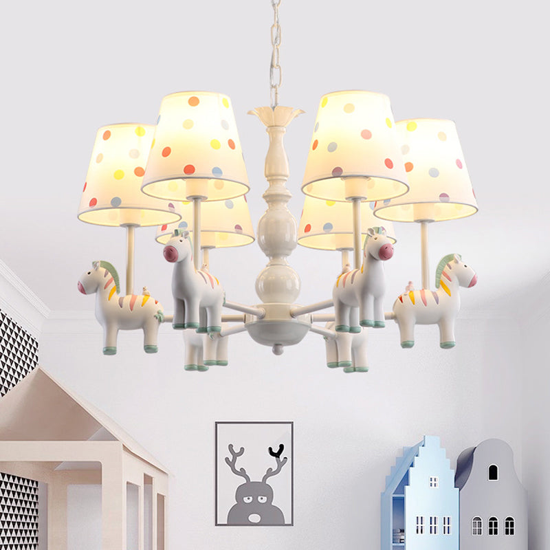 Zebra Bedroom Chandelier Pendant Light Resin Childrens Hanging Light with Patterned Fabric Shade Clearhalo 'Ceiling Lights' 'Chandeliers' Lighting' options 2197369