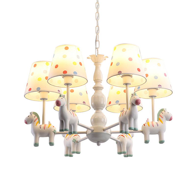 Zebra Bedroom Chandelier Pendant Light Resin Childrens Hanging Light with Patterned Fabric Shade Clearhalo 'Ceiling Lights' 'Chandeliers' Lighting' options 2197370