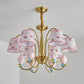 Animal Nursery Ceiling Lighting Resin Childrens Chandelier Light Fixture with Tapered Fabric Shade in Gold Clearhalo 'Ceiling Lights' 'Chandeliers' Lighting' options 2197415