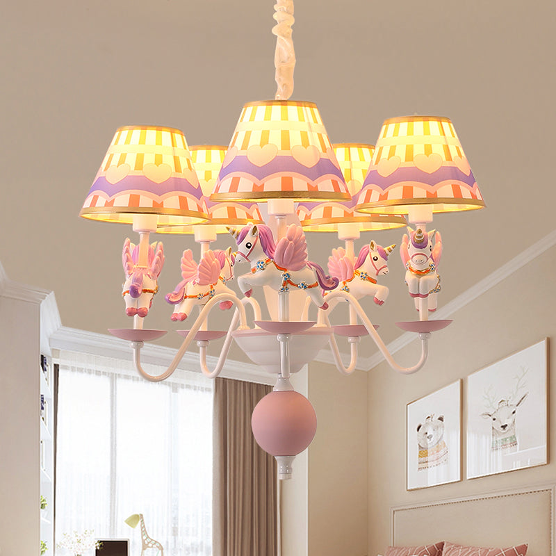 Cartoon Flying Unicorn Chandelier Pendant Light Resin Nursery Hanging Light with Empire Shade Clearhalo 'Ceiling Lights' 'Chandeliers' Lighting' options 2197424