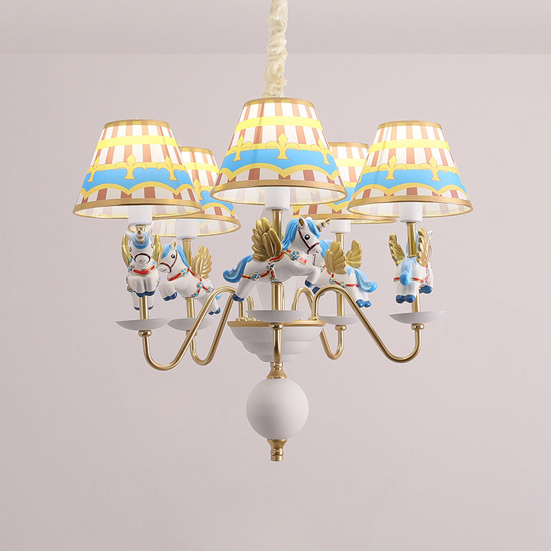 Cartoon Flying Unicorn Chandelier Pendant Light Resin Nursery Hanging Light with Empire Shade Clearhalo 'Ceiling Lights' 'Chandeliers' Lighting' options 2197429