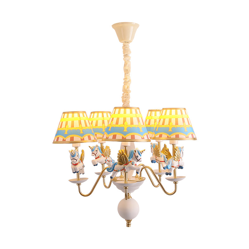 Cartoon Flying Unicorn Chandelier Pendant Light Resin Nursery Hanging Light with Empire Shade Clearhalo 'Ceiling Lights' 'Chandeliers' Lighting' options 2197431