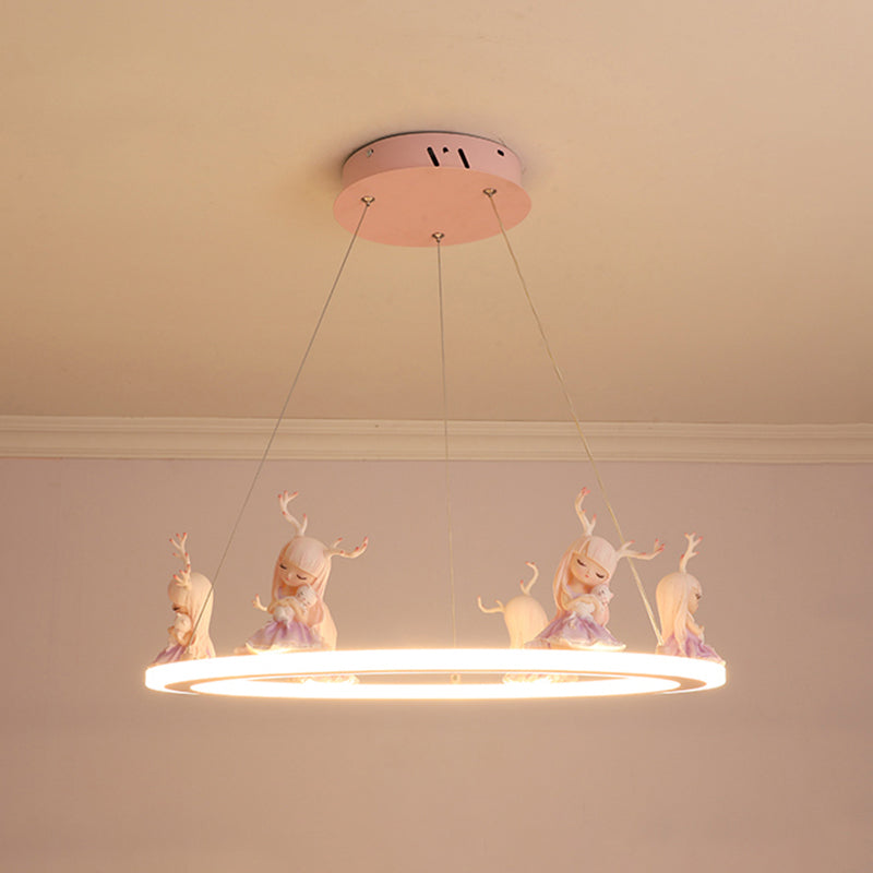 Acrylic Circular Suspension Light Kids Chandelier Lighting with Decorative Figurine for Nursery Clearhalo 'Ceiling Lights' 'Chandeliers' Lighting' options 2197462