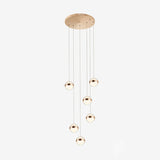 Ball Shade LED Multi Ceiling Light Crystal Staircase Suspension Lighting in Gold 6 Gold Clearhalo 'Ceiling Lights' 'Modern Pendants' 'Modern' 'Pendant Lights' 'Pendants' Lighting' 2197536