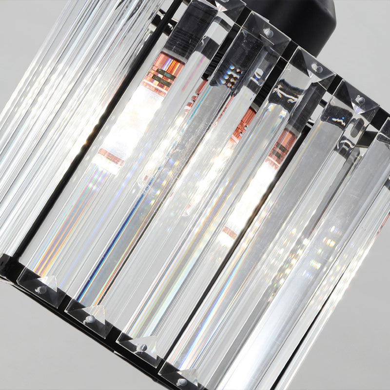 Tri-Prism Crystal Spiral Cube Hanging Light Modern Style 6 Bulbs Multi Light Pendant in Black Clearhalo 'Ceiling Lights' 'Modern Pendants' 'Modern' 'Pendant Lights' 'Pendants' Lighting' 2197562