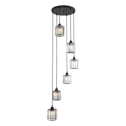 Geometric Prismatic Crystal Multi Ceiling Light Simplicity Black Suspension Lighting for Staircase Clearhalo 'Ceiling Lights' 'Modern Pendants' 'Modern' 'Pendant Lights' 'Pendants' Lighting' 2197567