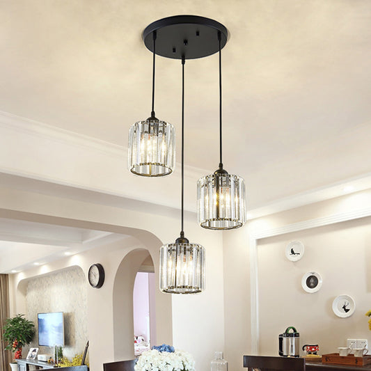 Geometric Prismatic Crystal Multi Ceiling Light Simplicity Black Suspension Lighting for Staircase 3 Black Clearhalo 'Ceiling Lights' 'Modern Pendants' 'Modern' 'Pendant Lights' 'Pendants' Lighting' 2197568