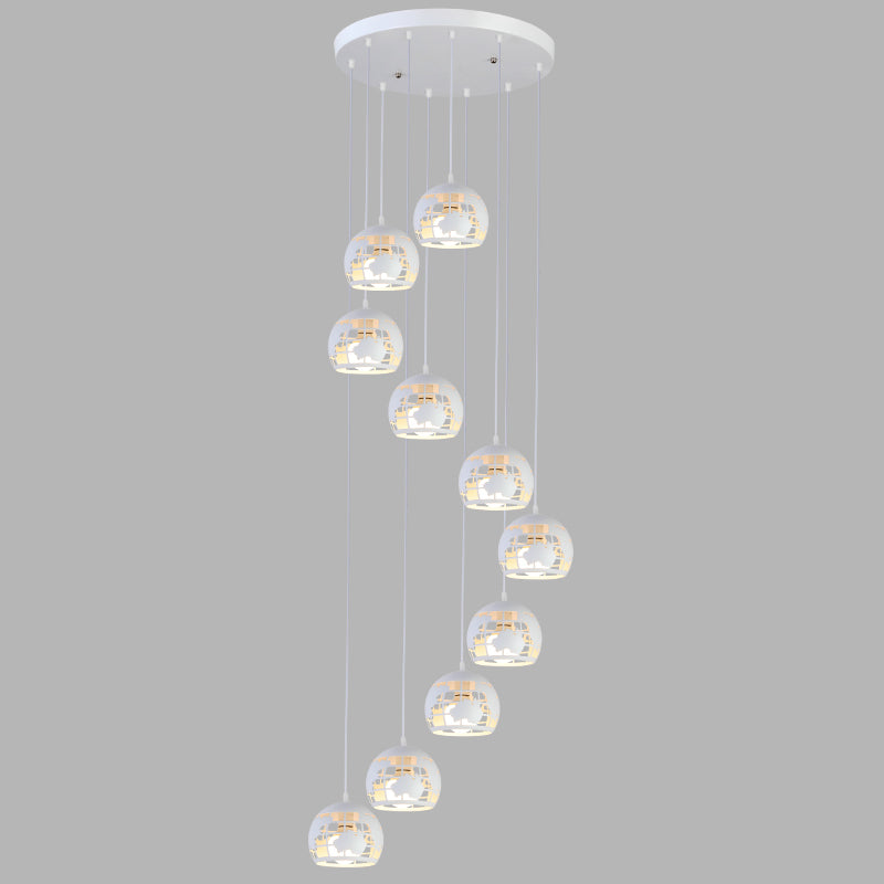 Geometric Cage Staircase Multi Ceiling Lighting Metallic Suspension Light Fixture Clearhalo 'Ceiling Lights' 'Modern Pendants' 'Modern' 'Pendant Lights' 'Pendants' Lighting' 2197680