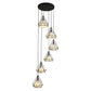 Simplicity Diamond Cage Hanging Light Metallic Staircase Multi Light Pendant with Inner Cone Shade in Black Clearhalo 'Ceiling Lights' 'Modern Pendants' 'Modern' 'Pendant Lights' 'Pendants' Lighting' 2197690
