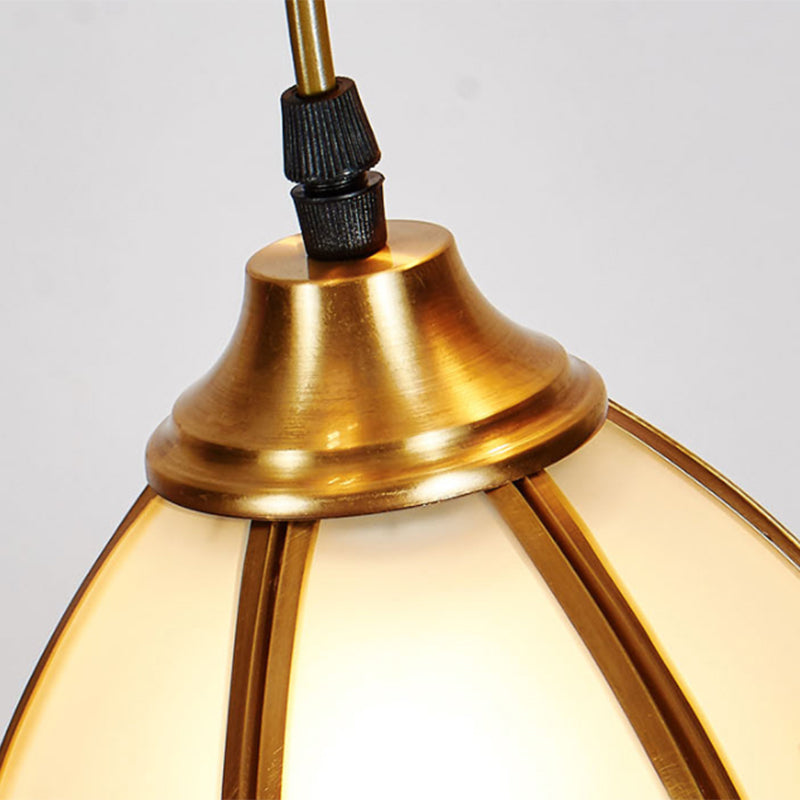 Scalloped Bell Multi Ceiling Light Artistic Frost Glass 6 Heads Brass Suspension Lighting Clearhalo 'Ceiling Lights' 'Glass shade' 'Glass' 'Modern Pendants' 'Modern' 'Pendant Lights' 'Pendants' Lighting' 2197721