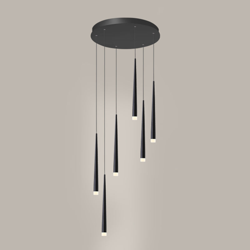 Spiral Multi Ceiling Light Minimalistic Metallic Staircase Suspension Lighting with Acrylic Shade 6 Black Clearhalo 'Ceiling Lights' 'Modern Pendants' 'Modern' 'Pendant Lights' 'Pendants' Lighting' 2197739