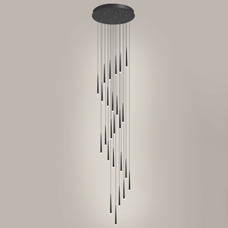 Spiral Multi Ceiling Light Minimalistic Metallic Staircase Suspension Lighting with Acrylic Shade Clearhalo 'Ceiling Lights' 'Modern Pendants' 'Modern' 'Pendant Lights' 'Pendants' Lighting' 2197745