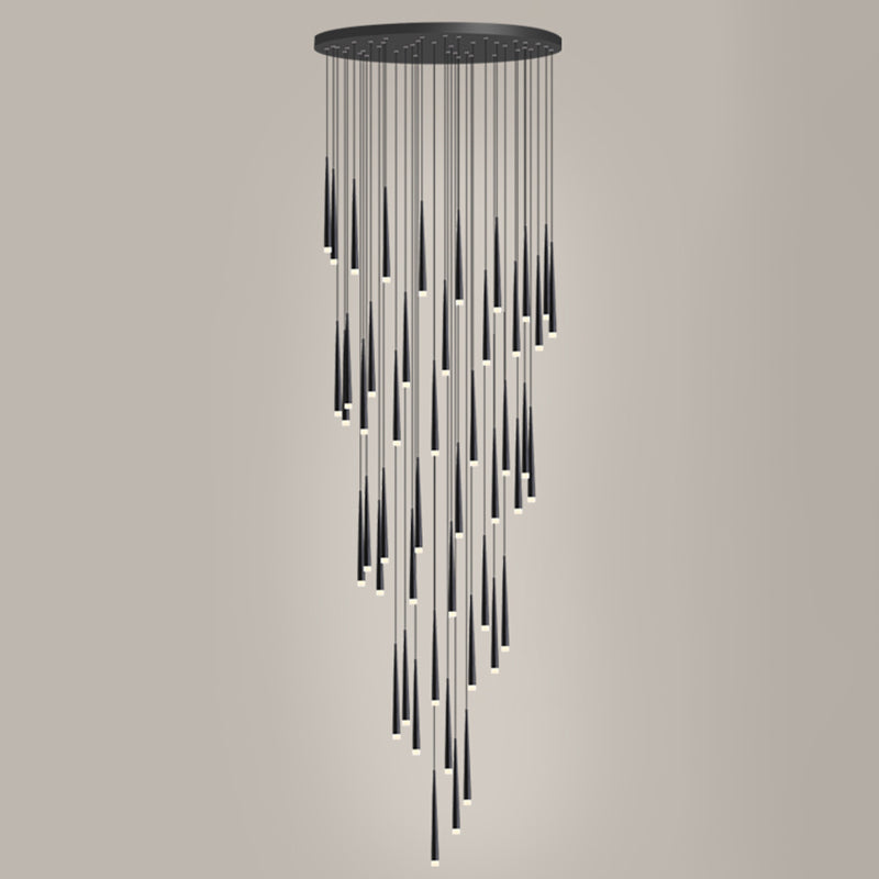 Spiral Multi Ceiling Light Minimalistic Metallic Staircase Suspension Lighting with Acrylic Shade 48 Black Clearhalo 'Ceiling Lights' 'Modern Pendants' 'Modern' 'Pendant Lights' 'Pendants' Lighting' 2197746