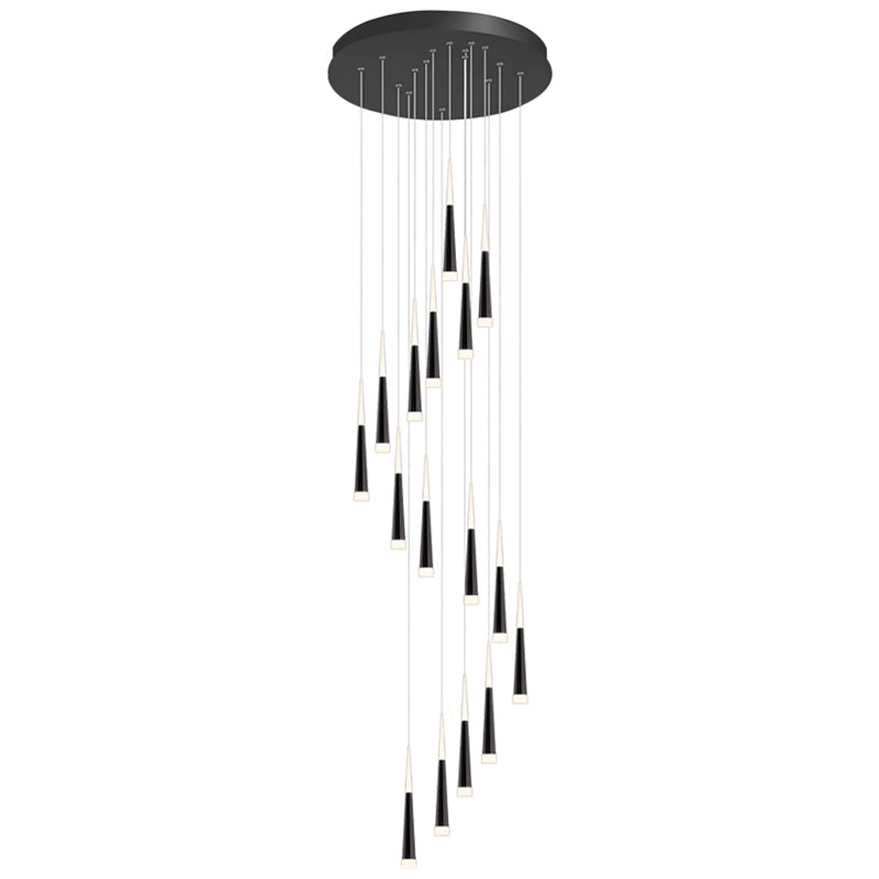 Spiral Multi Ceiling Light Minimalistic Metallic Staircase Suspension Lighting with Acrylic Shade Clearhalo 'Ceiling Lights' 'Modern Pendants' 'Modern' 'Pendant Lights' 'Pendants' Lighting' 2197752