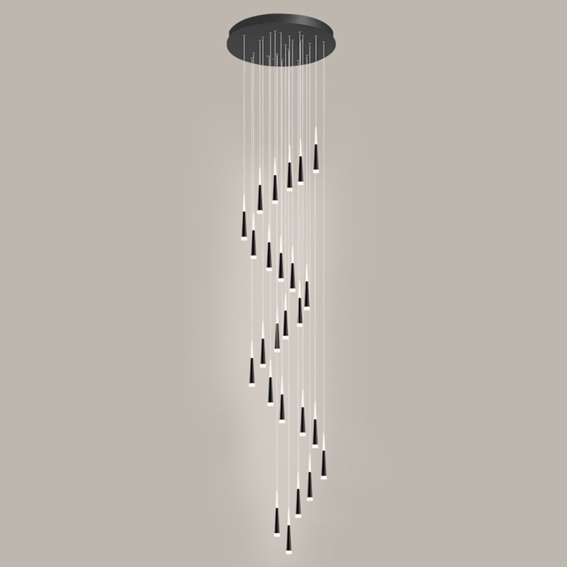 Spiral Multi Ceiling Light Minimalistic Metallic Staircase Suspension Lighting with Acrylic Shade 25 White Clearhalo 'Ceiling Lights' 'Modern Pendants' 'Modern' 'Pendant Lights' 'Pendants' Lighting' 2197753