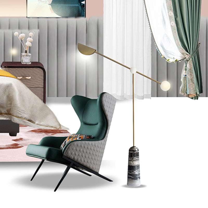Nordic Style Bell Floor Lamp Marble Living Room LED Standing Lighting with Elongated Arm in Brass Clearhalo 'Floor Lamps' 'Lamps' Lighting' 2197762